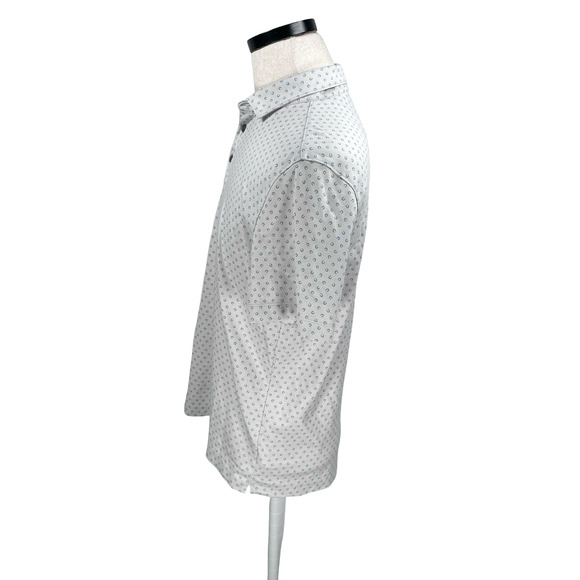 Untuckit Polo Shirt Men’s Medium Gray Geometric Print Cotton Performance Golf - Picture 4 of 9